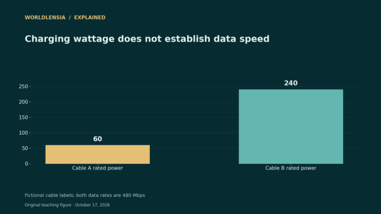 Fictional USB-C cables rated at 60 and 240 watts both have a 480-megabits-per-second data capability